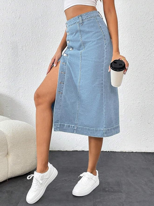 GRECIILOOKS Denim Skirt for Women | Long Skirt for Women | Skirt for Women | Denim Skirt for Women Long | Pencil Skirt for Women